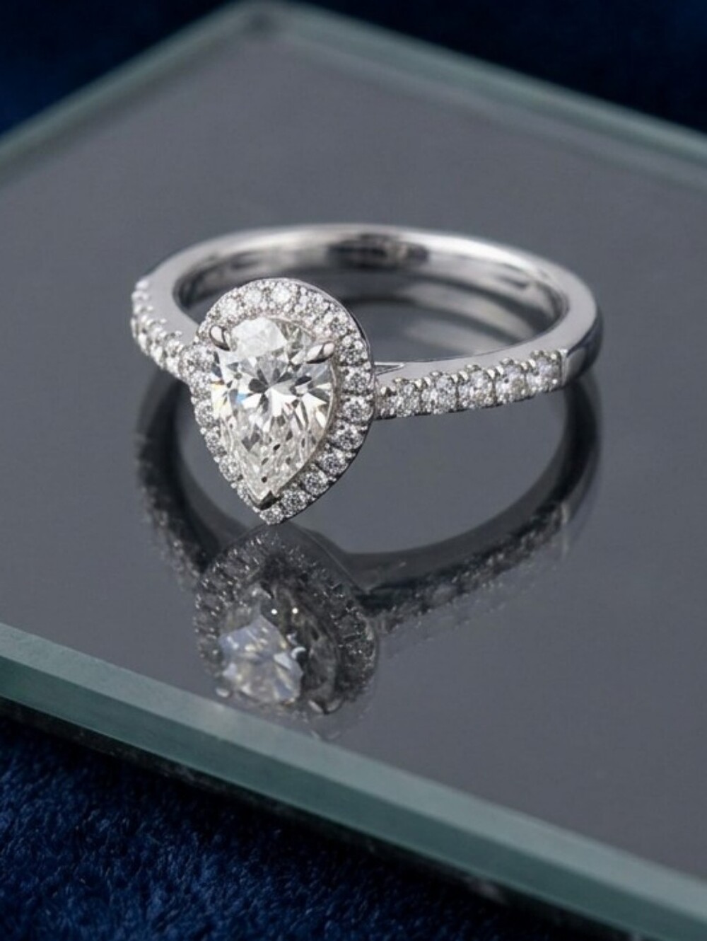 NEW 1 Ct. Moissanite Pear Shaped 925 Sterling Silver Ring